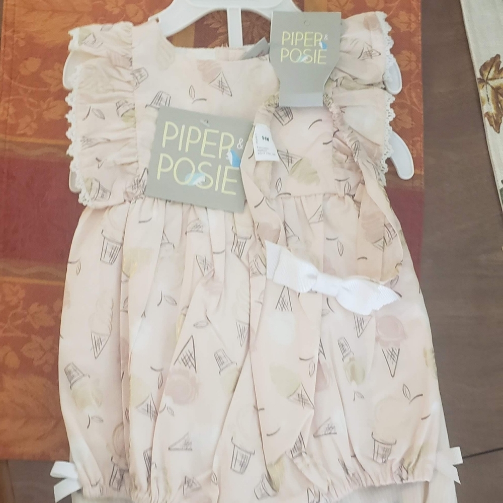 Piper & Posie Baby Girl Romper Set